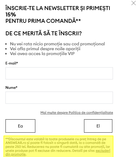 cod reducere answear prima comanda