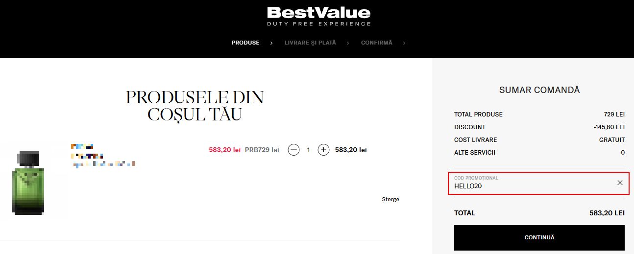 best value cod reducere prima comanda