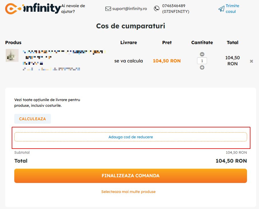 cod reducere infinity