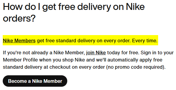 transport gratuit nike