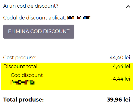 cod reducere aplicat