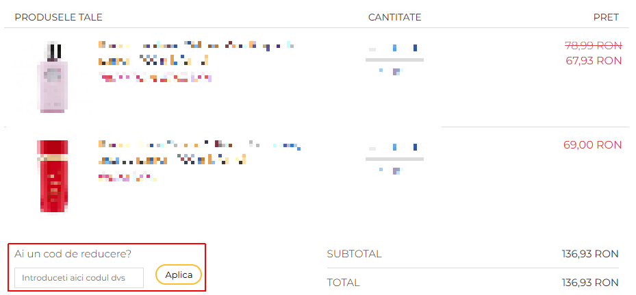 cod reducere olfactiv
