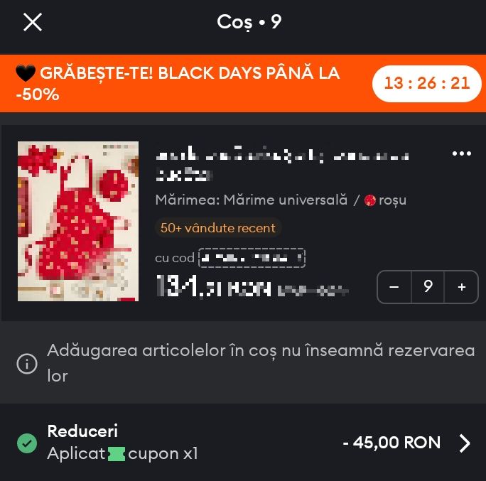 sinsay reducere aplicata