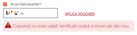 cuponul nu este valid