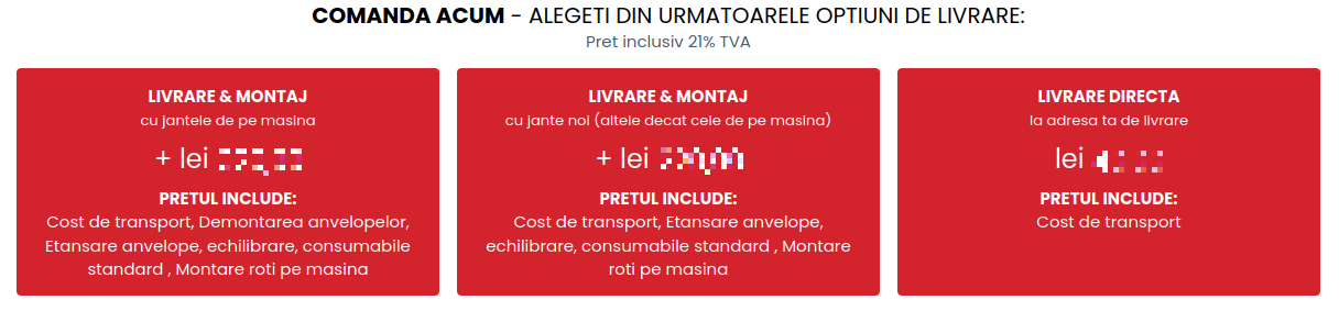 cost livrare montaj janta ro