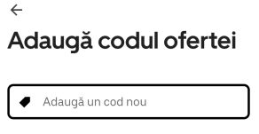 adauga codul ofertei uber